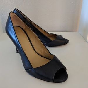 Ann Taylor Navy Peep Toe Heel